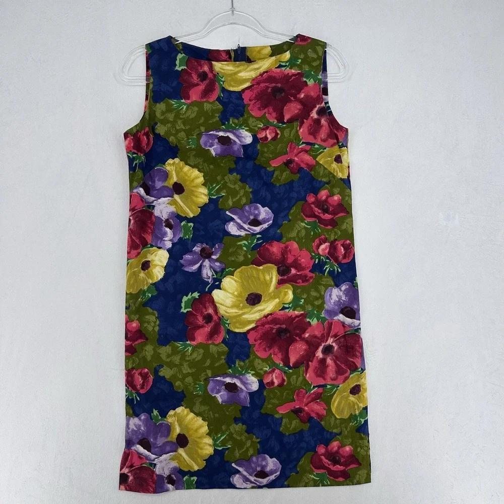 Vintage Shift Dress Womens Size Small Floral Retro Sleeveless Zip 70s